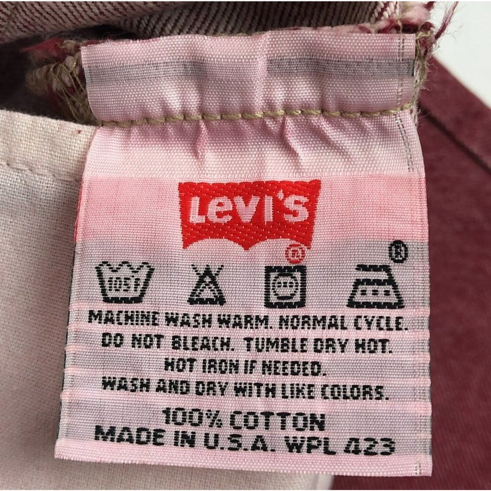 Levis 501 For Women 25x32 Red Jeans Vintage Button Fly Straight Leg Made In USA - Picture 7 of 10